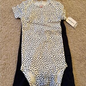 Carter's White and Black Heart Pattern Bodysuit with pants